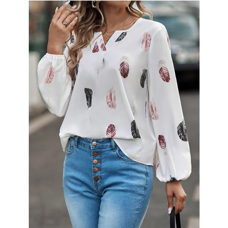 Women's Chiffon Puff Sleeve Blouse | Elegant Printed Top - Zenflow Active