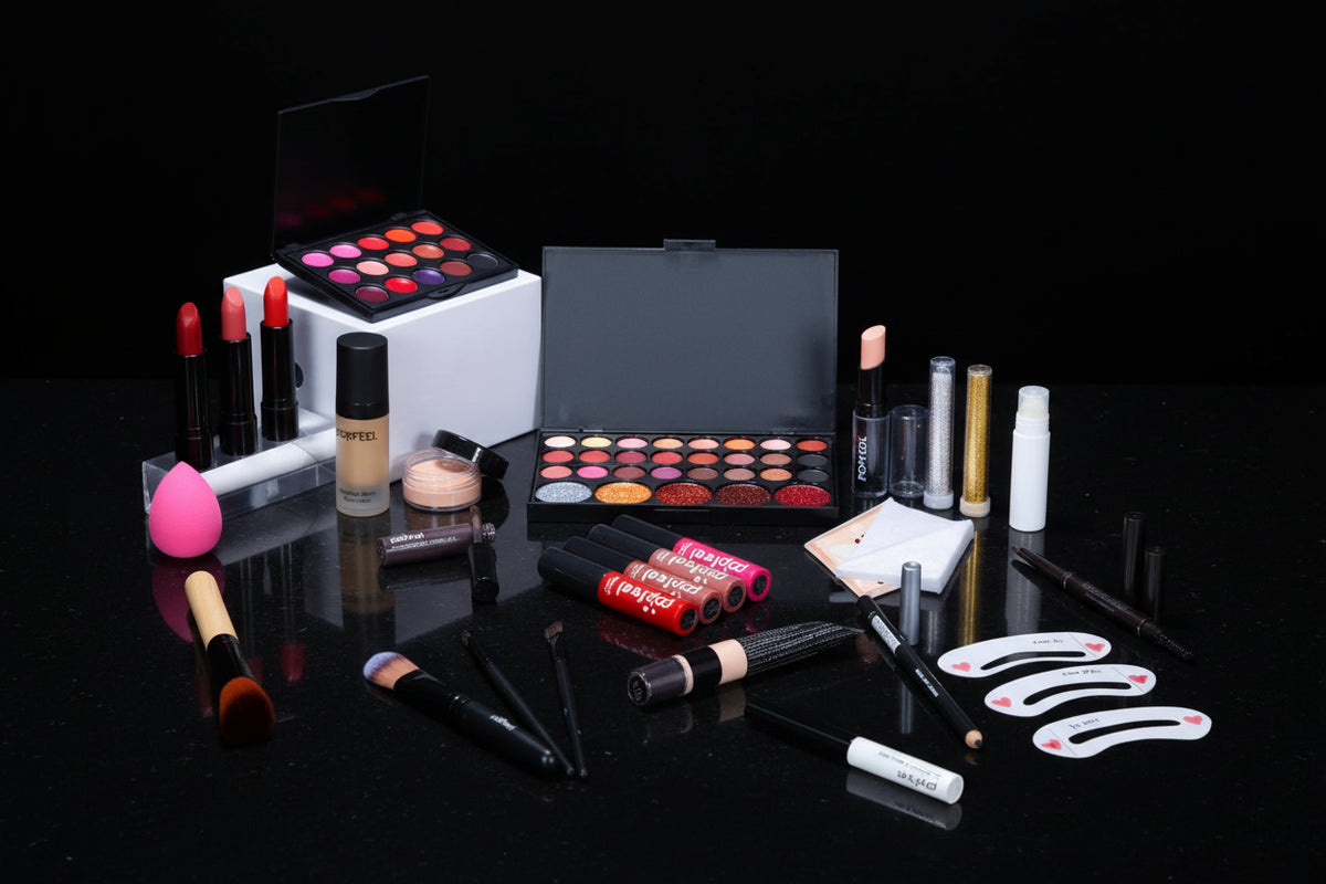 All in One Makeup Kit Full Makeup Kit Gift for Women Teen Girl Nude Eyeshadow Foundation Primer Brush Nude Lipgloss - Zenflow Active