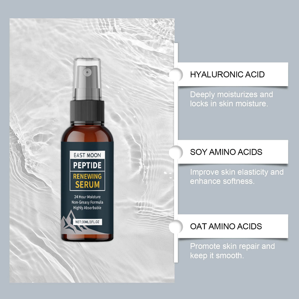 Men's Hydrating Renewing Face Serum Spray with Hyaluronic Acid & Peptides, 30ml - Zenflow Active