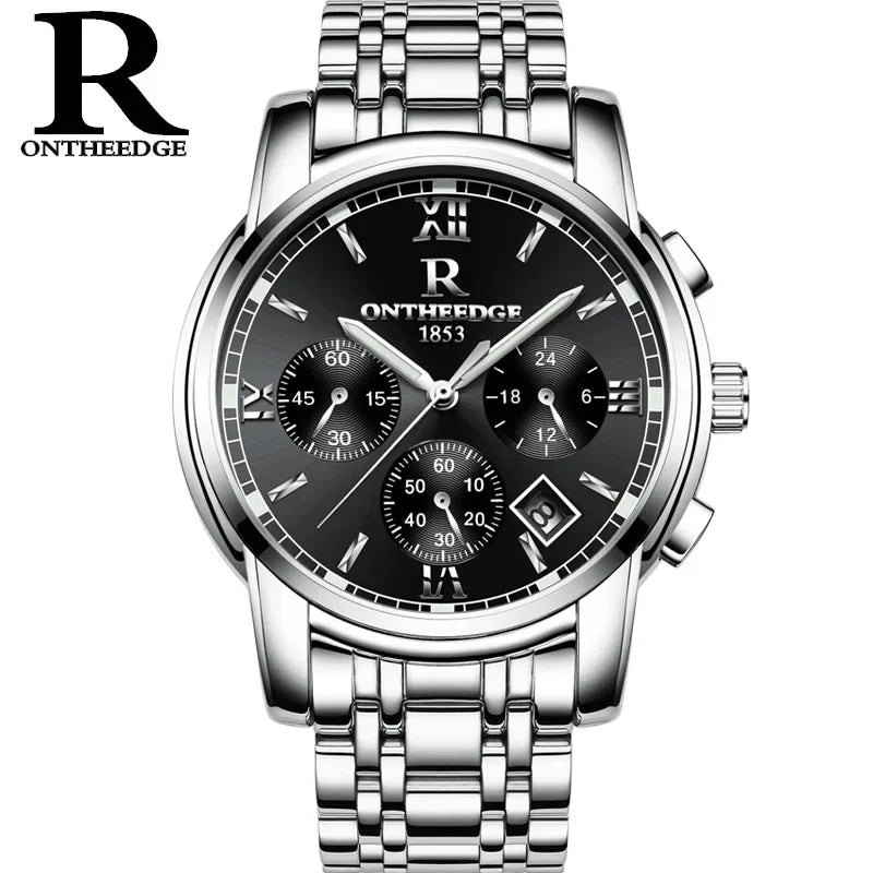 Men's Watch Business Quartz, All Steel Blue Face, Waterproof Chronograph Relogio Masculino - Zenflow Active