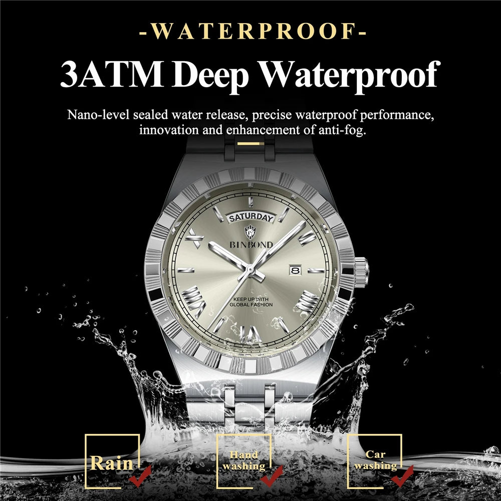 Mens Automatic Watch, High Quality Brand Fashion Quartz Wristwatch - Zenflow Active