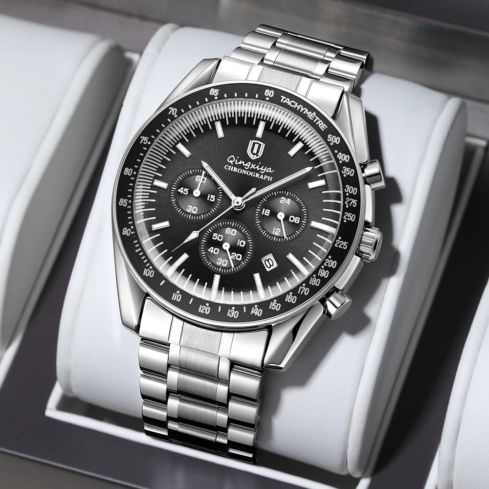 Men's Watch Calendar Business Quartz Watch Luxury Sport Waterproof Luminous Stainless Steel - Zenflow Active