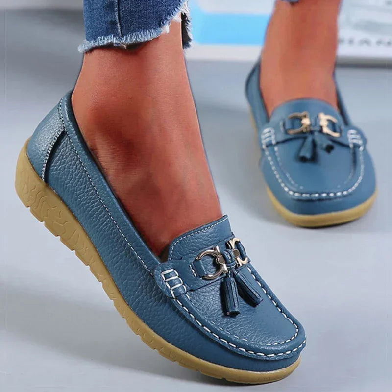 Women's PU Slip-On Loafer Flats — Soft Sole, Flat Heel, Casual Everyday Shoe, 9 Colours - Zenflow Active