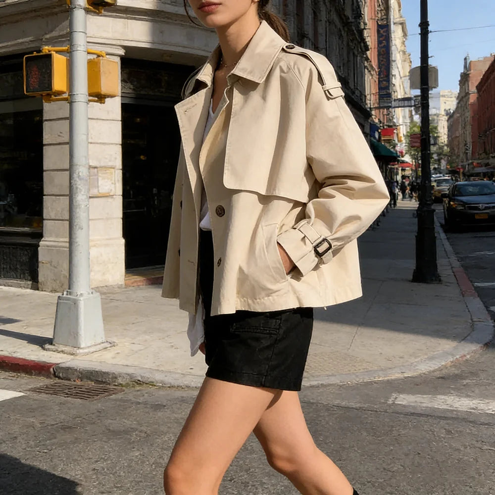 Women's Lightweight Double-Breasted Trench Coat Zenflow Active