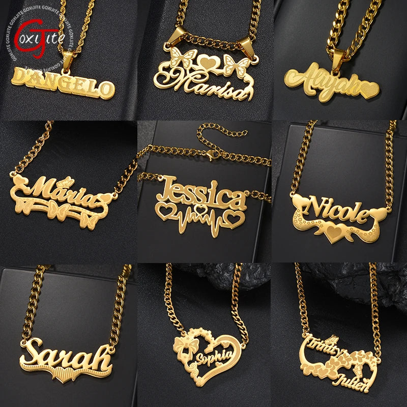 Goxijite Custom Removable Butterfly Heart Name Pendant Stainless Steel Laser Marking Nameplate Necklace - Zenflow Active