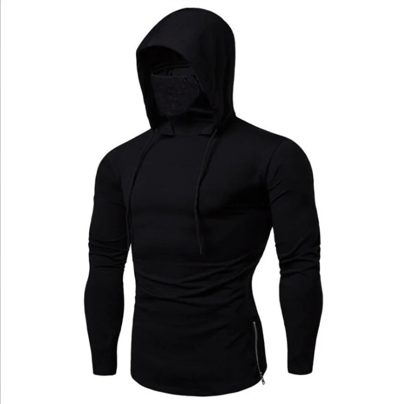 Men's Short Sleeve Hoodie with Face Mask | Gym Sweatshirt - Zenflow Active