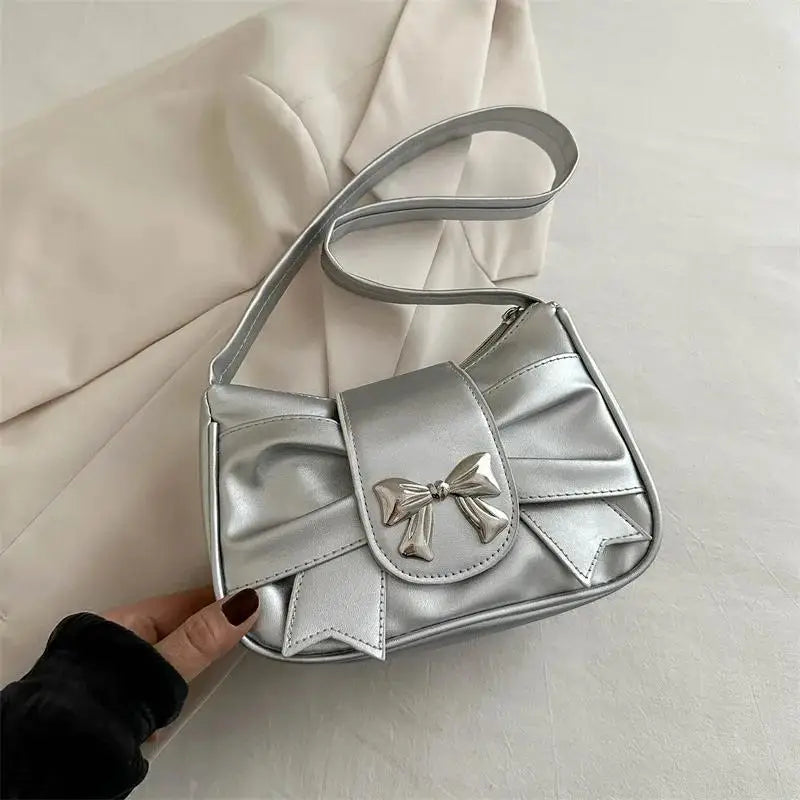 Bow Shoulder Bag Handbag Casual Underarm Bag PU Leather - Zenflow Active