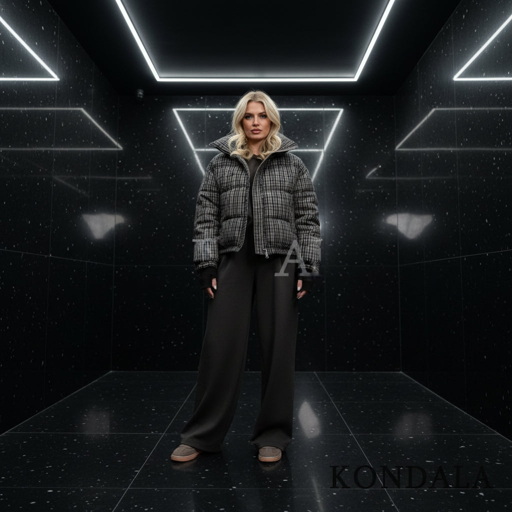 Women's Loose-Fit Plaid Stand-Collar Jacket Zenflow Active