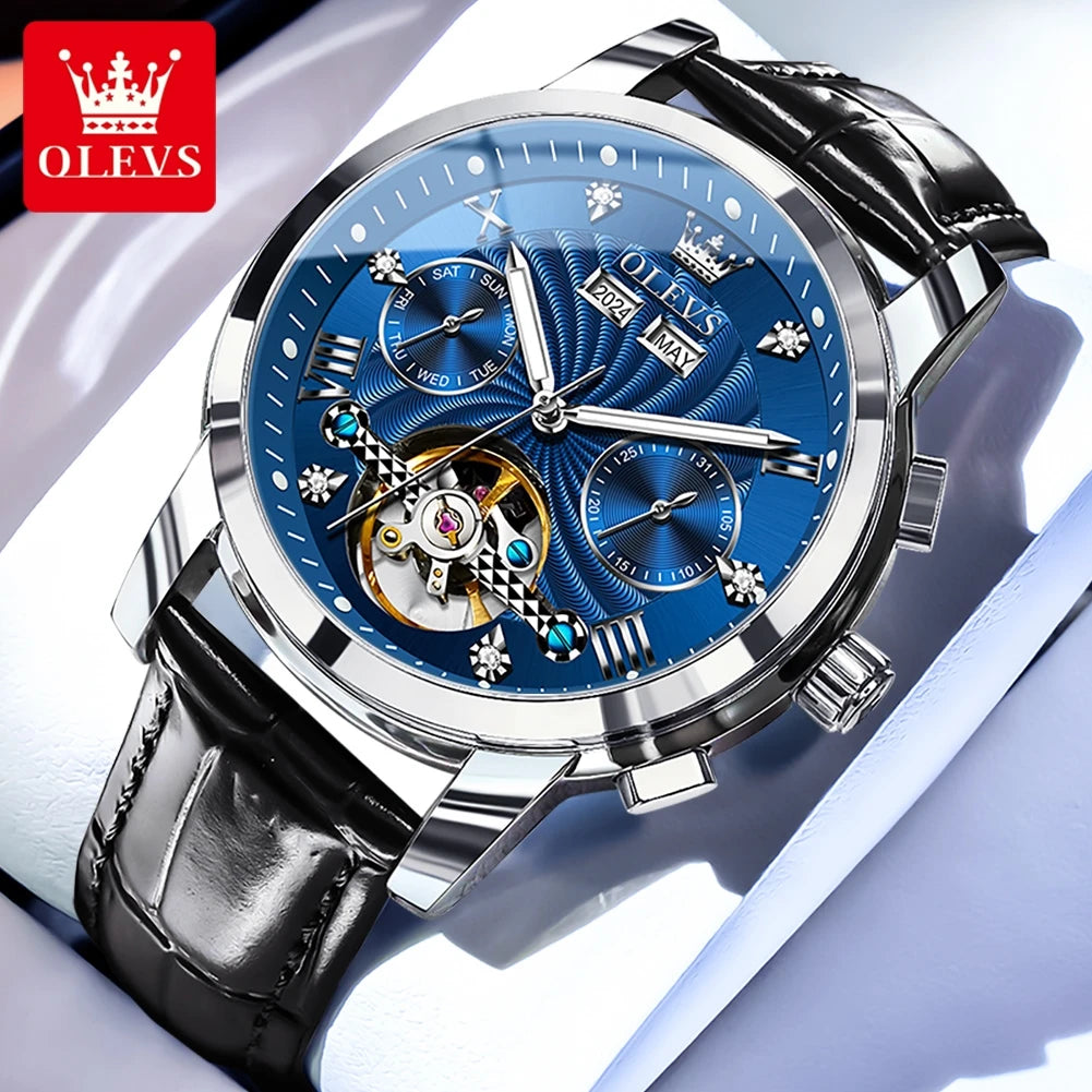 OLEVS 7088 Skeleton Automatic Watch | Tourbillon Display | Luminous - Zenflow Active