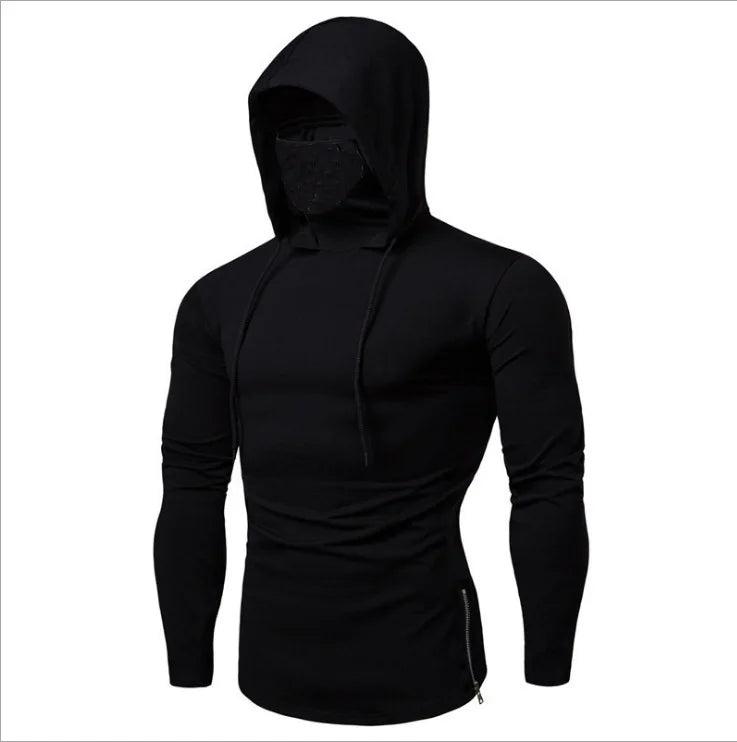 Men's Short Sleeve Hoodie with Face Mask | Gym Sweatshirt - Zenflow Active