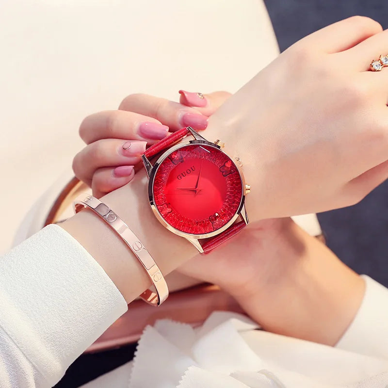 Women's Minimalist Quartz Watch — Large Dial, Leather Strap, Elegant Everyday Style - Zenflow Active