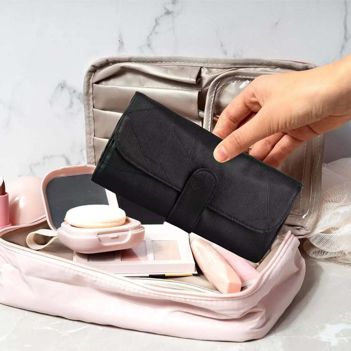 Premium PU Makeup Brush Travel Case — Holds Up to 12 Brushes - Zenflow Active