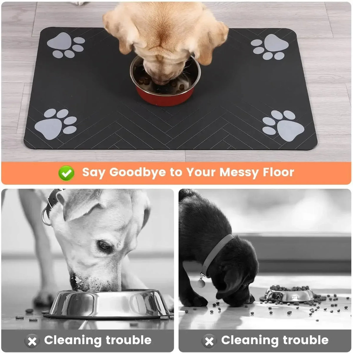 Absorbent Pet Feeding Mat with Non-Slip Rubber Backing - Zenflow Active