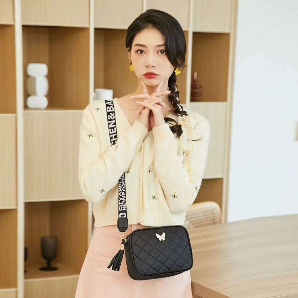 Single Shoulder Women's Handbag PU Leather Butterfly Tags Crossbody Bag - Zenflow Active