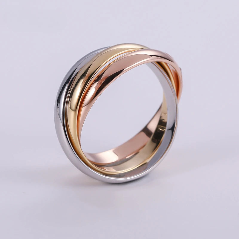 Sterling Silver Rose Gold Three-Color Internet Ring Fashionable Multi- Toned Band - Zenflow Active