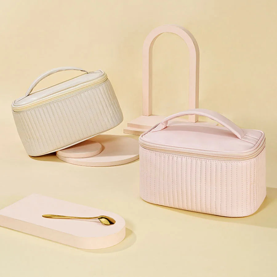 Portable PU Leather Makeup Organiser Case — Travel Toiletry Bag - Zenflow Active