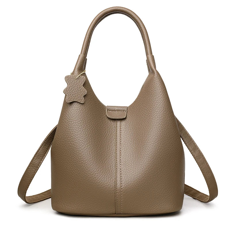New Trendy Casual Soft PU Women's Handbags Solid Color Large Capacity Female Shoulder Bags Retro Tote Bags For Commute Shopping - Zenflow Active