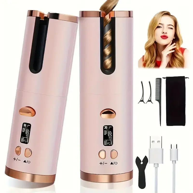 Cordless Automatic Hair Curler | Rechargeable Tourmaline Ceramic Curling Iron - Zenflow Active