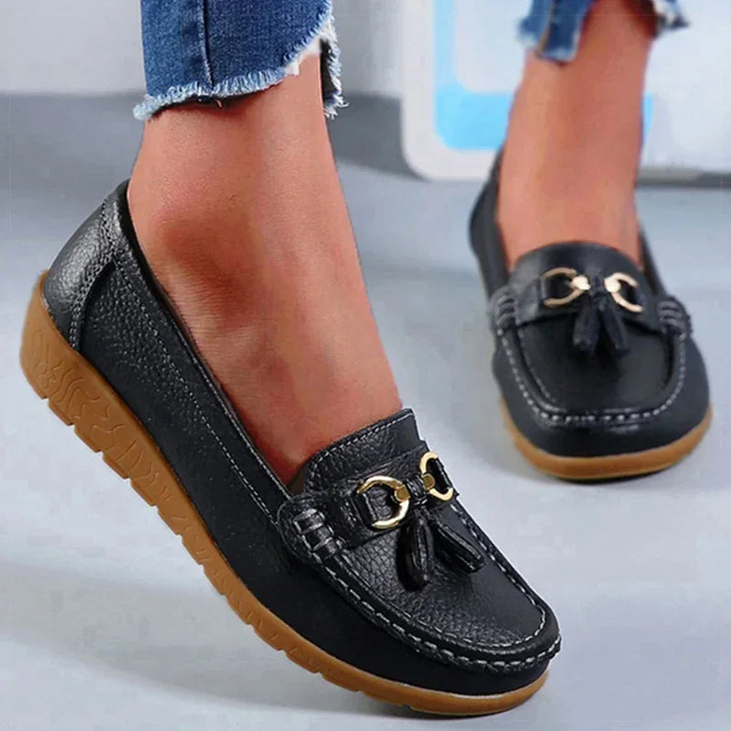 Women's PU Slip-On Loafer Flats — Soft Sole, Flat Heel, Casual Everyday Shoe, 9 Colours - Zenflow Active