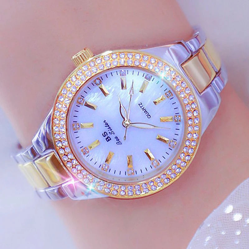 Women's Crystal Diamond Dress Watch — Quartz, Stainless Steel, Waterproof, 12 Styles - Zenflow Active