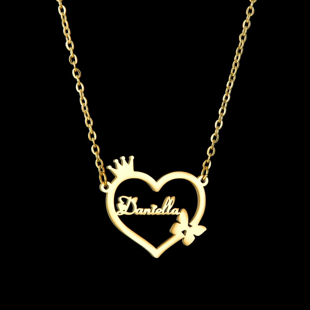 Haiyufly Custom Name Heart Necklace for Women Stainless Steel Jewellery Choker Chains Personalized Couple Valentine's Day Gift - Zenflow Active