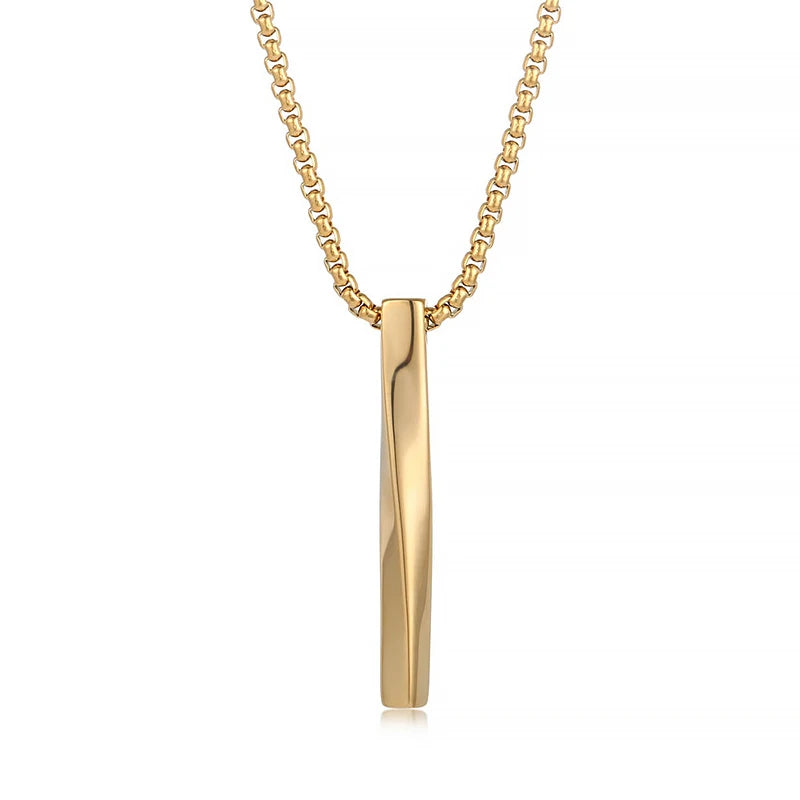 Men's Jewellery Rectangle Pendant Necklace Width 3mm Stainless Steel Handmade - Zenflow Active