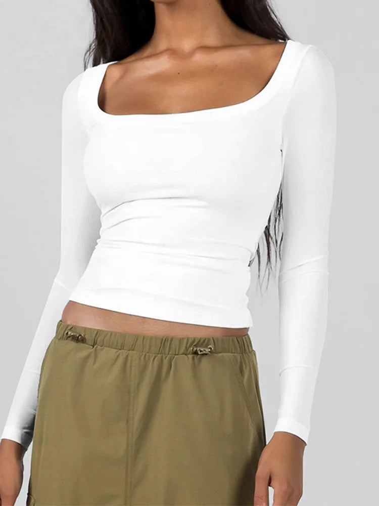 Women's Square-Neck Long-Sleeve Slim-Fit Top Zenflow Active
