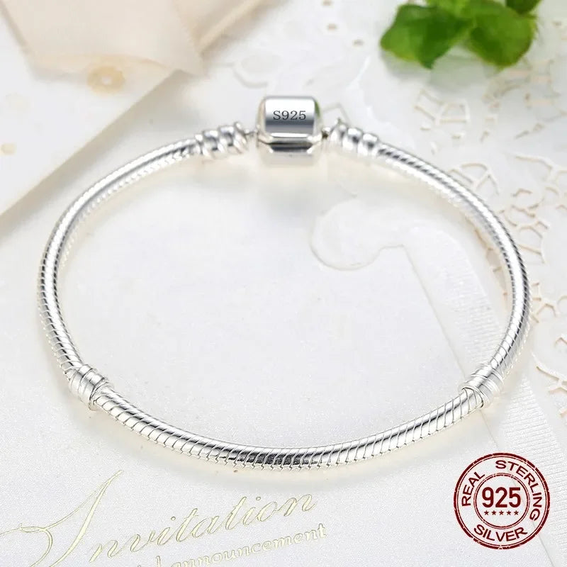 Handmade Original Fine Jewelry 925 Silver Charm Bracelet Soft Smooth Snake Bone Bracelets for Women - Zenflow Active