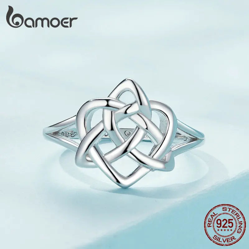 BAMOER 925 Sterling Silver Celtic Knot Finger Ring for Women Birthday Valentine's Day Gift Platinum Plated Fine Jewelry SCR908 - Zenflow Active