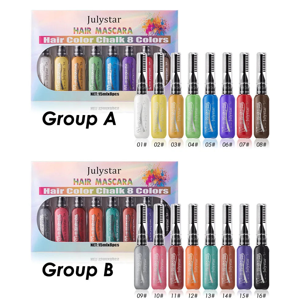 8 Colour Hair Mascara Set, Bold Multi-Shade Lashes for Party Looks - Zenflow Active