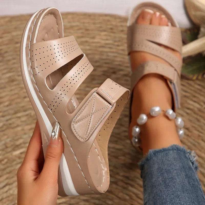 Women's Wedge Platform Sandals — High Heel, Open Side, PU Upper, Casual Summer - Zenflow Active