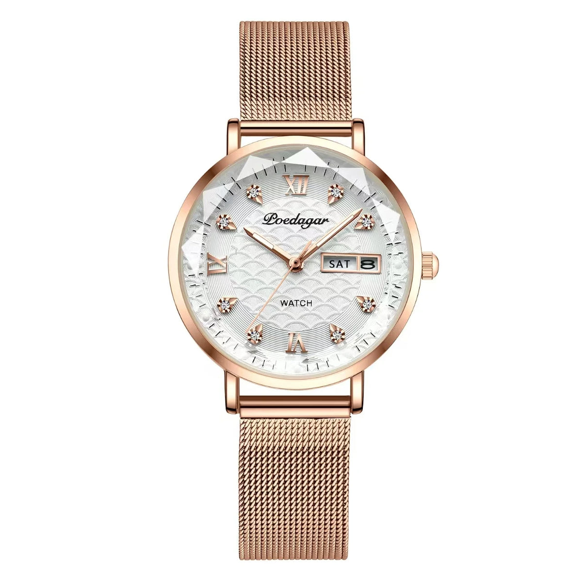 POEDAGAR Watch Women New Fashion Luxury Stainless Steel Wristwatch Bracelet Simple Rose Gold Waterproof Luminous Ladies Watches - Zenflow Active