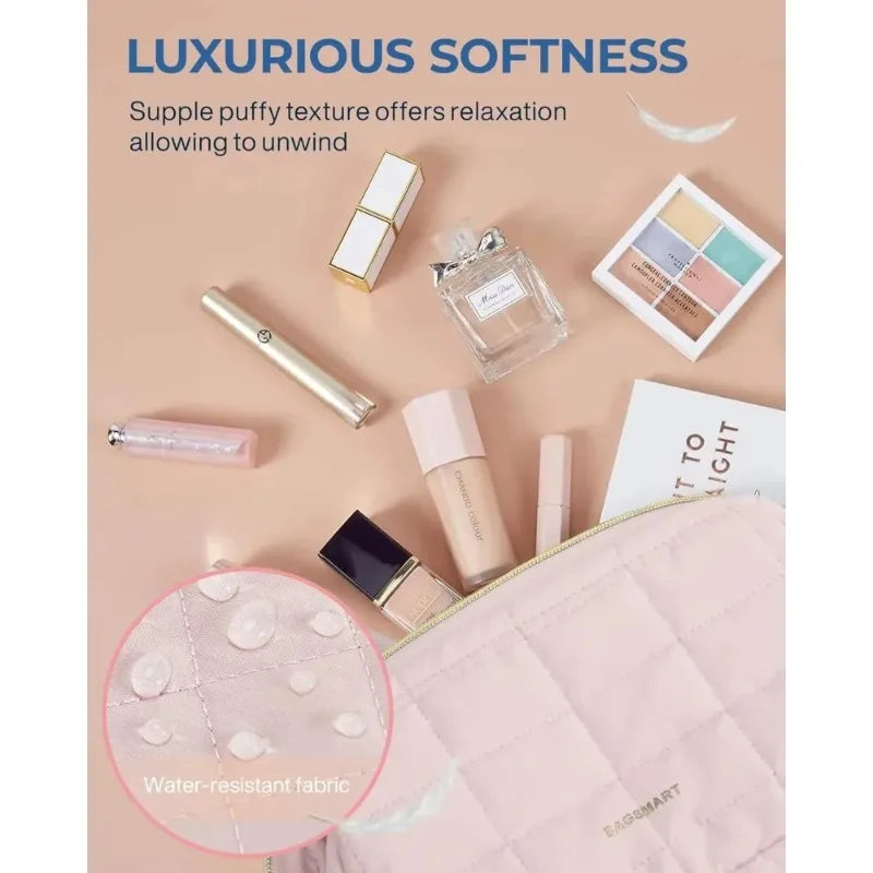 Puffy Padded Makeup Travel Pouch — Wide Open Toiletry Bag - Zenflow Active