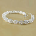 925 Sterling Silver Bracelet Zirconia Geometric Chain Linked For Women Charm Bangle Fashion Lucky Jewelry Gift Christmas - Zenflow Active