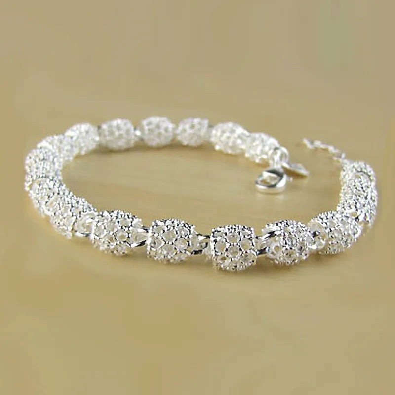 925 Sterling Silver Bracelet Zirconia Geometric Chain Linked For Women Charm Bangle Fashion Lucky Jewelry Gift Christmas - Zenflow Active