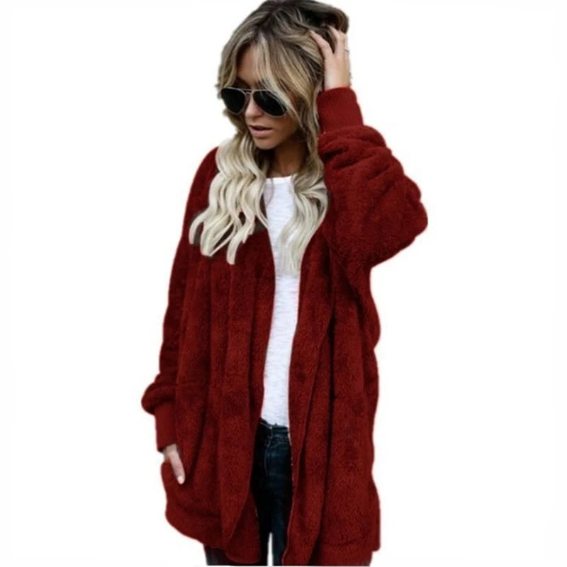 Women's Hooded Double-Fleece Cardigan Jacket Zenflow Active