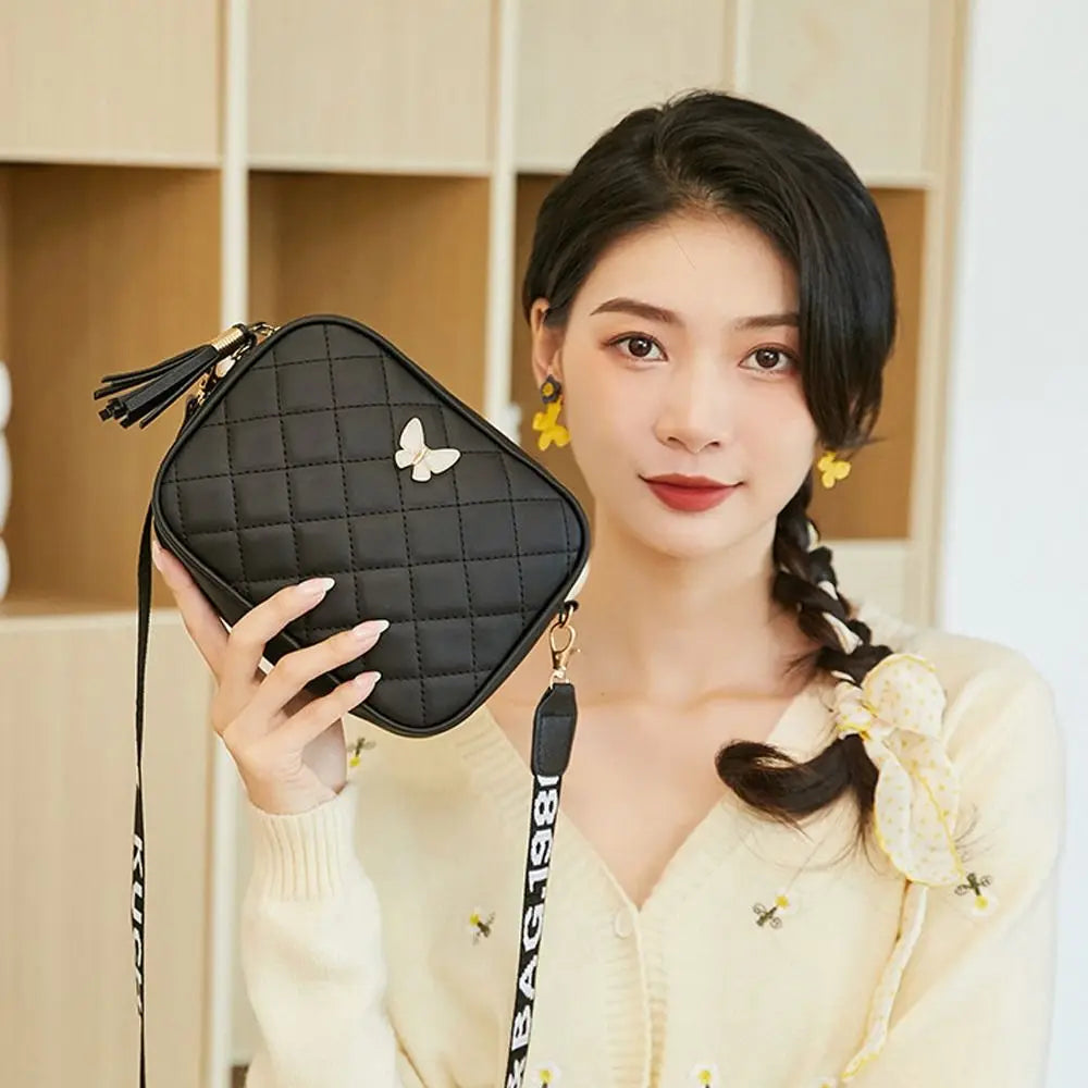 Single Shoulder Women's Handbag PU Leather Butterfly Tags Crossbody Bag - Zenflow Active