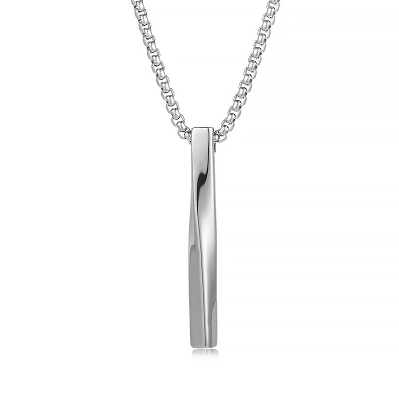 Men's Jewellery Rectangle Pendant Necklace Width 3mm Stainless Steel Handmade - Zenflow Active