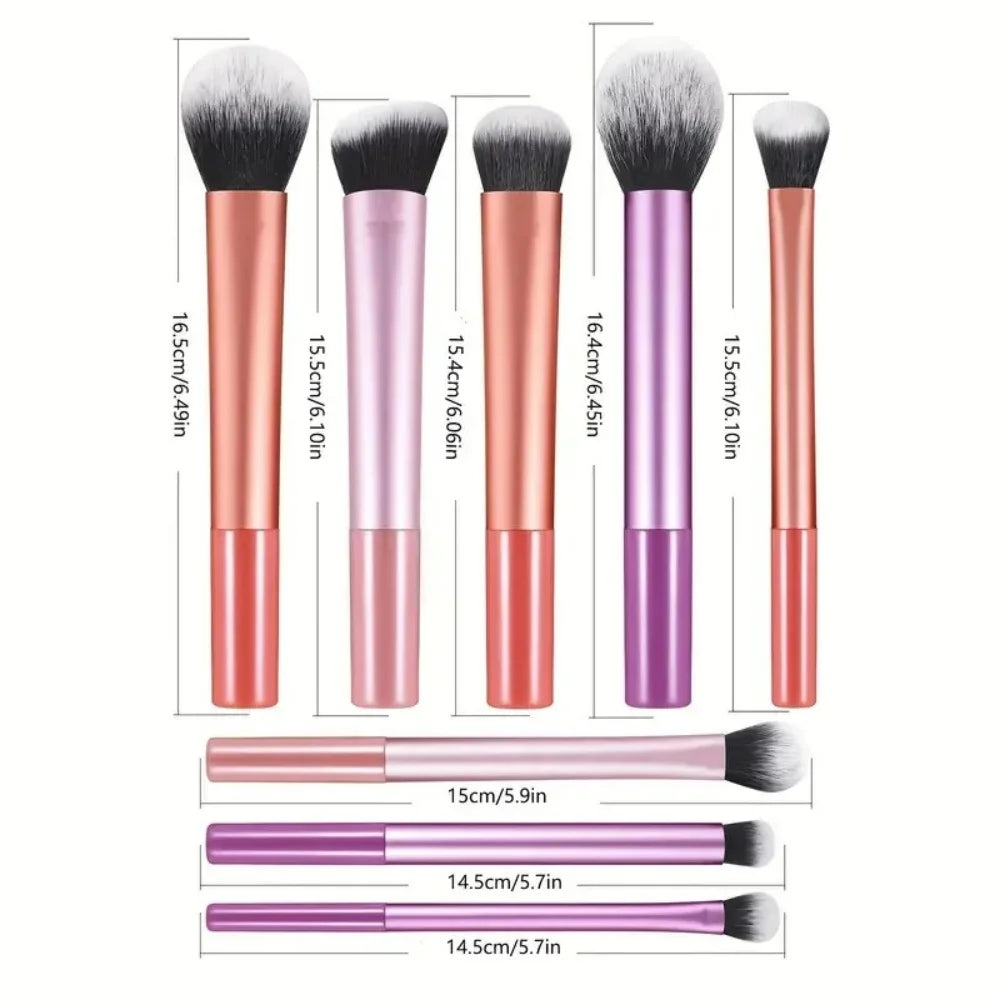 8Pcs Makeup Brush Kit Synthetic hair. Plastic handle for Foundation, blush, and eyeshadow - Zenflow Active