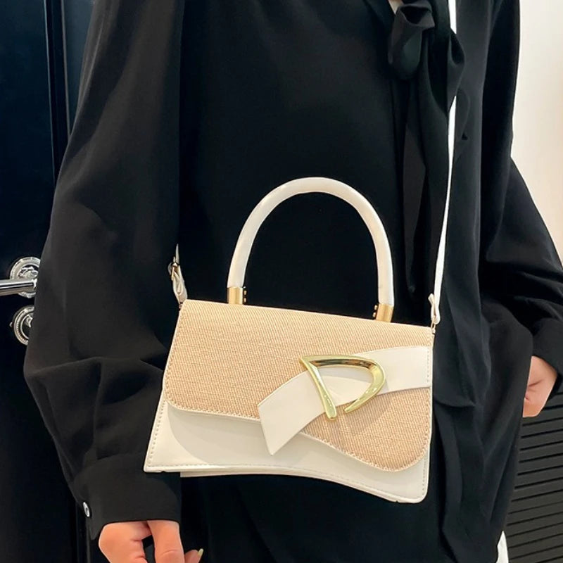 Women's Bags, Hand-held Spliced Contrasting Crossbody Bag, Fashion and Versatile Simple Casual Single Shoulder Small Square Bag - Zenflow Active