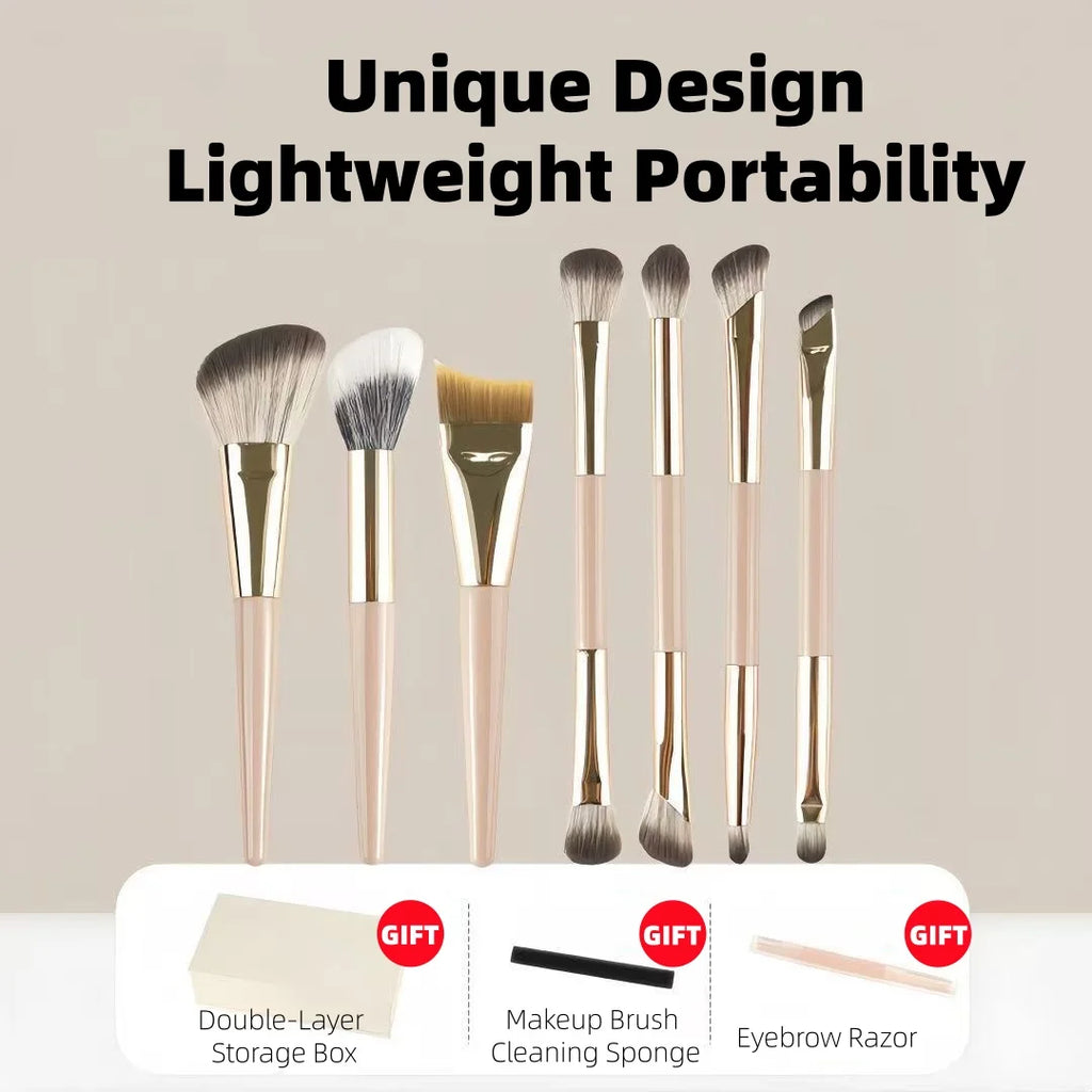 5-Piece Makeup Brush Set – Foundation, Contour, Eyeshadow & Stippling with Portable Case - Zenflow Active