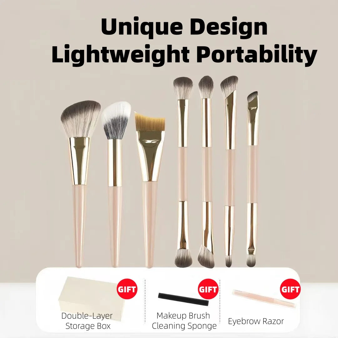 5-Piece Makeup Brush Set – Foundation, Contour, Eyeshadow & Stippling with Portable Case - Zenflow Active