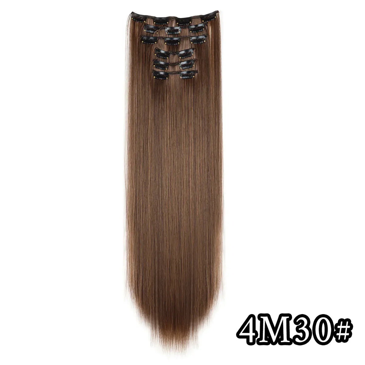 Black Hair Extensions 24"/60cm 6pcs/set Women Long Straight Synthetic Full Head Clip 16 Clips Ombre Heat Resistant Fiber Hair - Zenflow Active