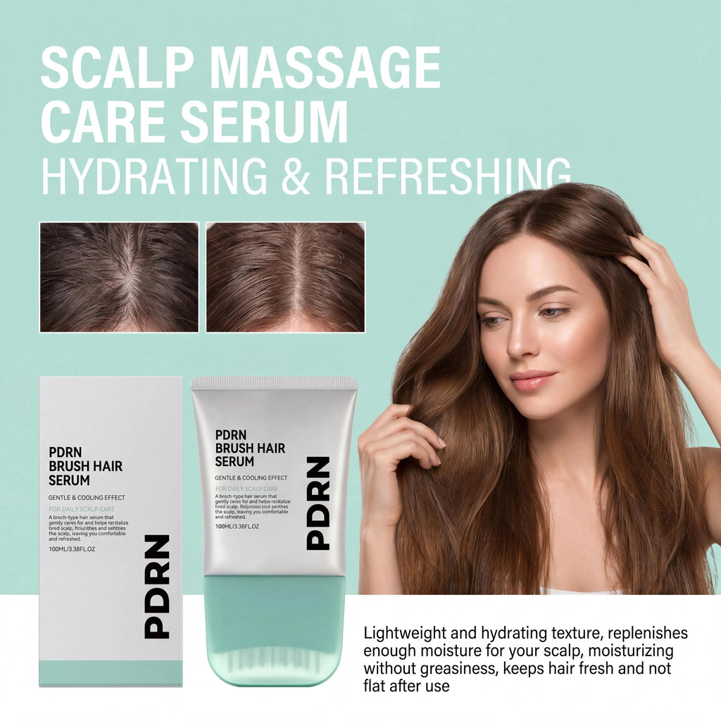 PDRN Scalp & Hair Serum with Built-In Massage Brush - 100ml Anti Hair Loss Treatment Zenflow Active