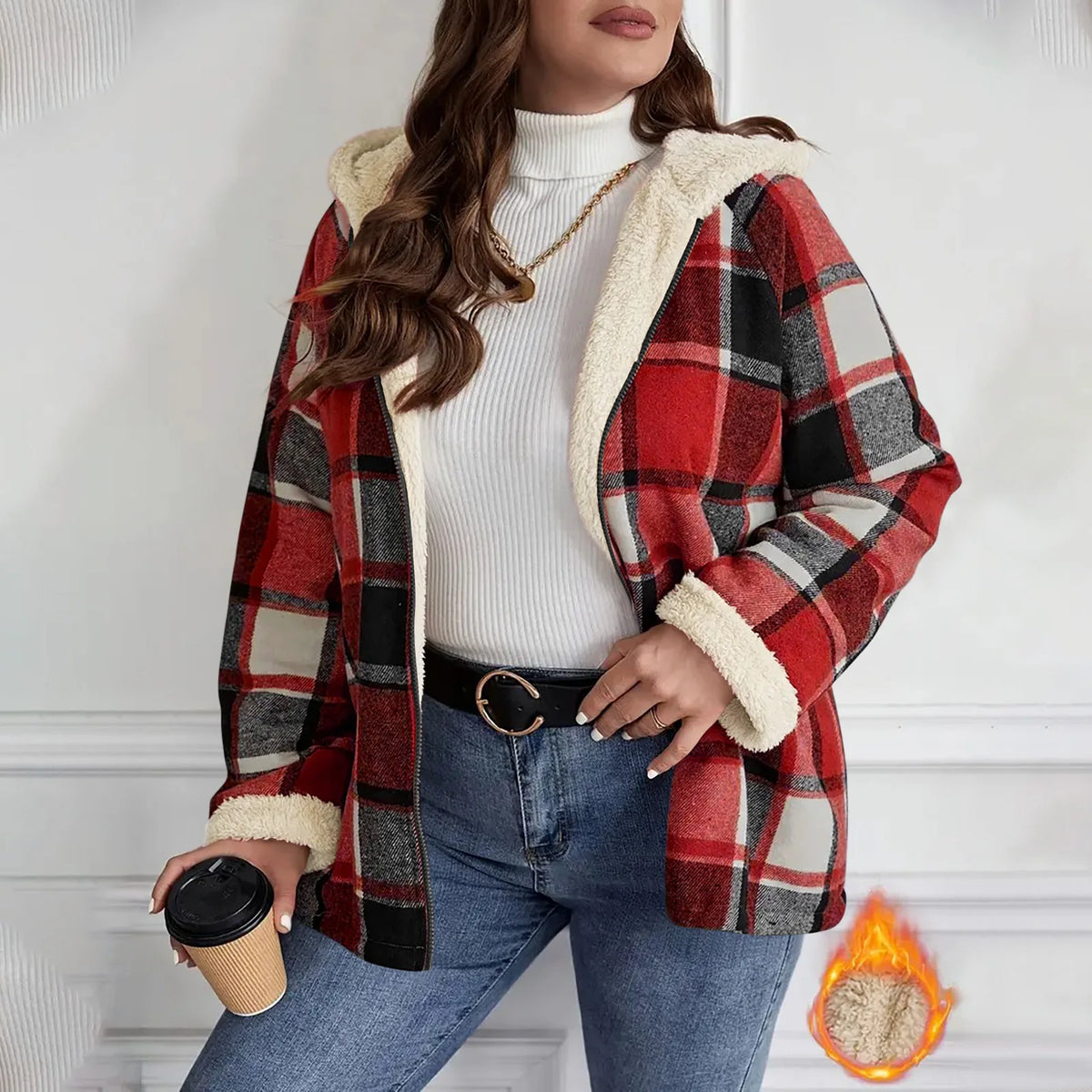 Women's Hooded Plaid Zip Jacket Zenflow Active