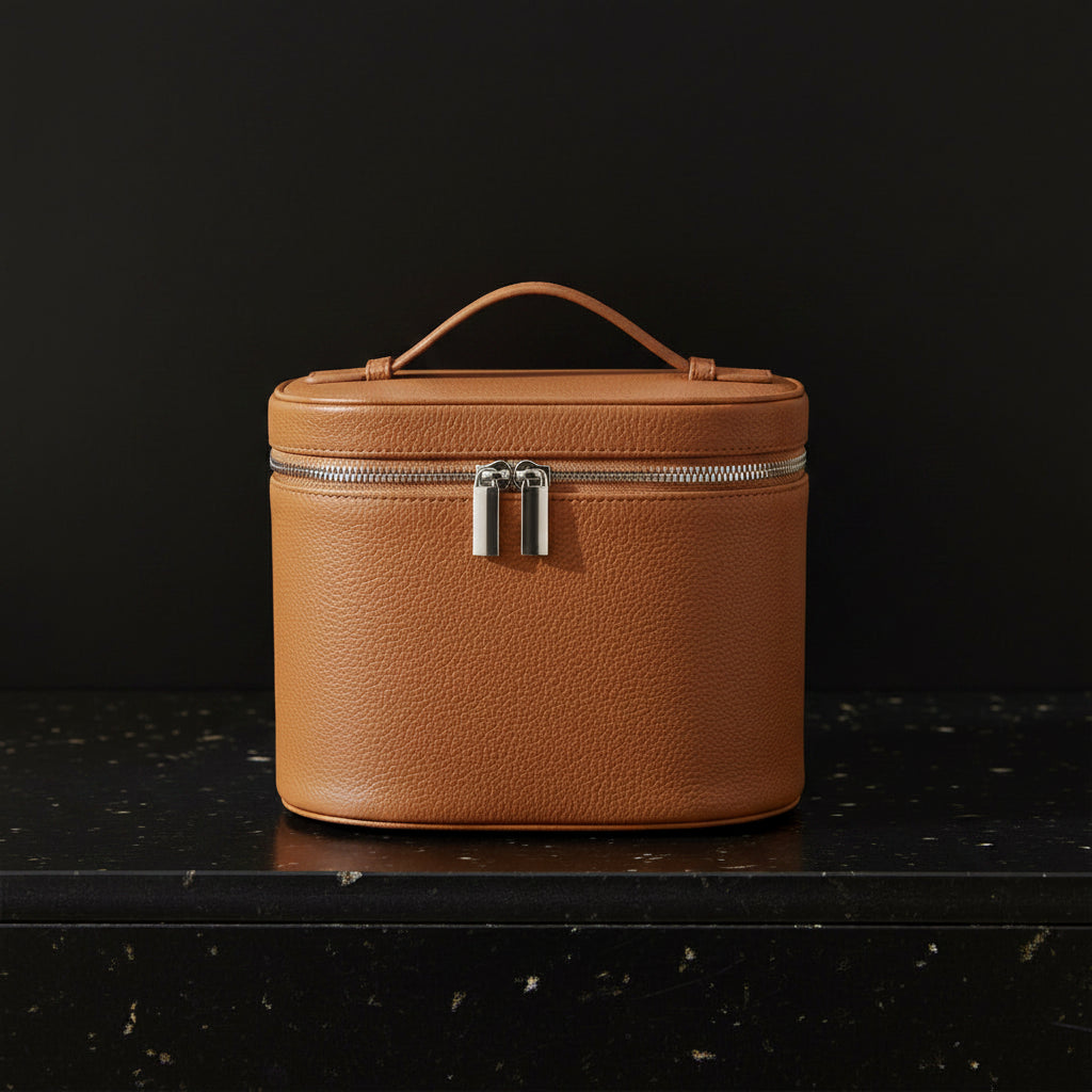 Large Capacity PU Leather Makeup Barrel Bag — Travel Organiser - Zenflow Active