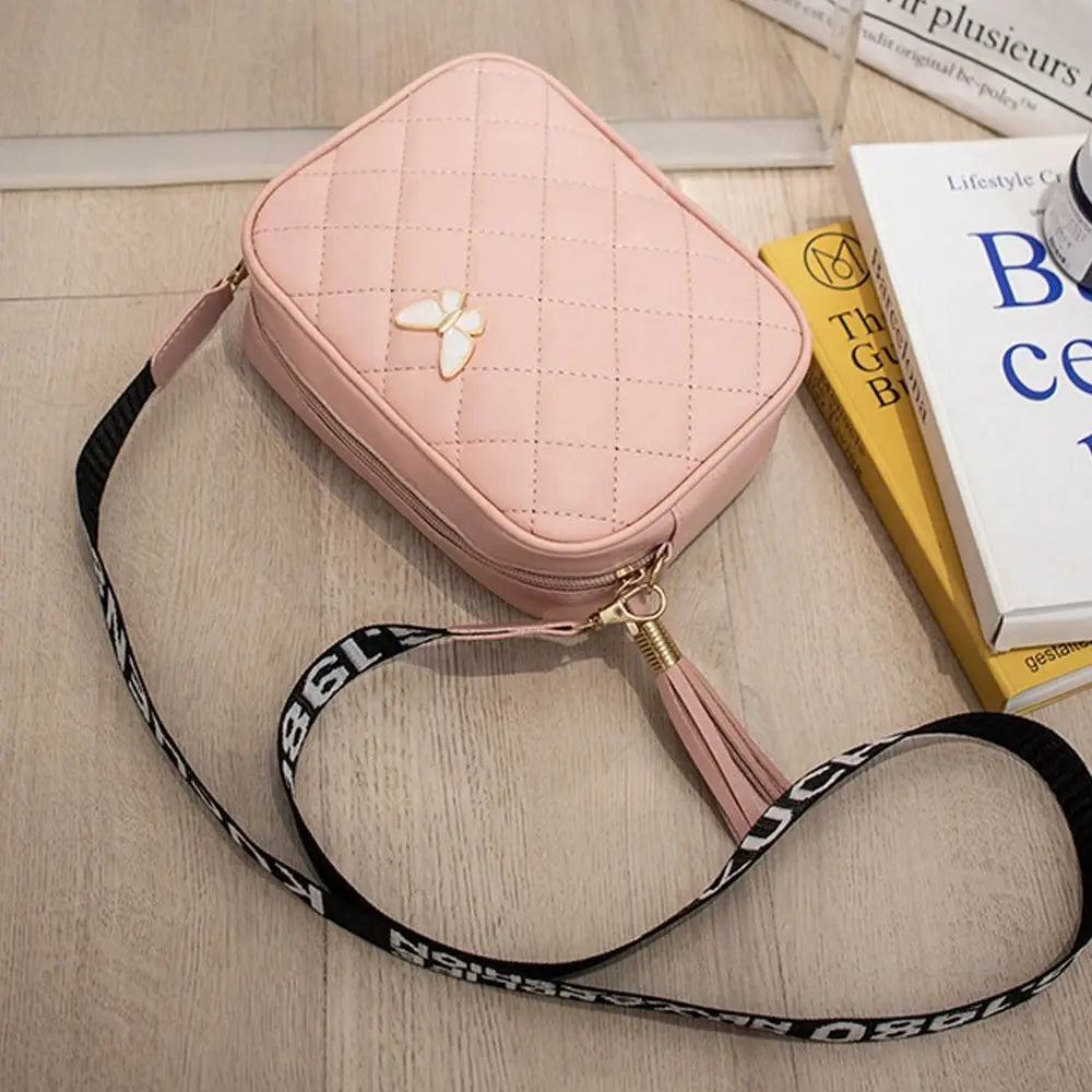 Single Shoulder Women's Handbag PU Leather Butterfly Tags Crossbody Bag - Zenflow Active
