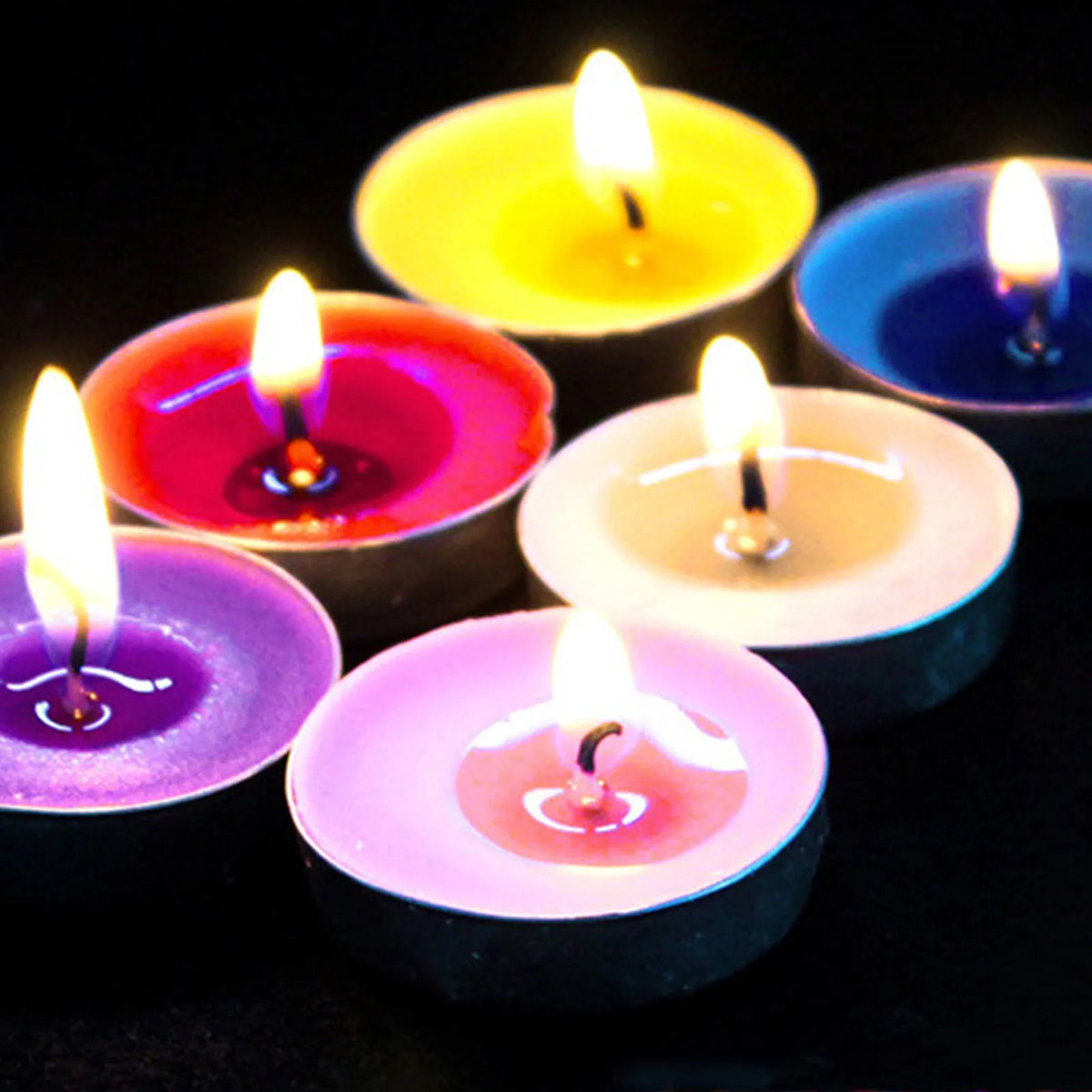 50 Smokeless Coloured Small Round Candles - Zenflow Active