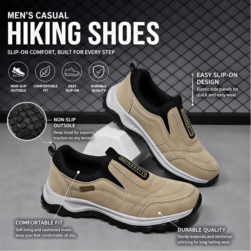Men's Wear-Resistant Hiking Shoes | Non-Slip Casual Outdoor Trainers - Zenflow Active