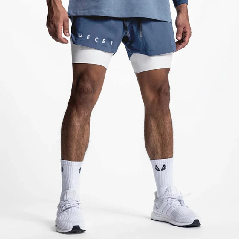 Mens Fitness 2 in 1 Quick Dry Shorts, Two Layers. One Short. Total Performance. - Zenflow Active